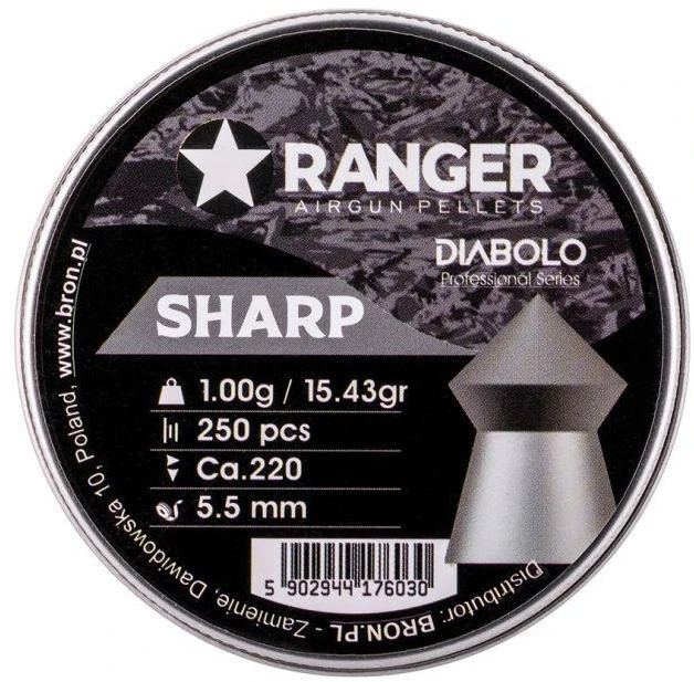 5,5 mm RANGER Diabolo šratukai aštriais galiukais 250 vnt. 1,00 g