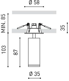 5,5W įleidžiamas šviestuvas FIT RECESSED, juodas, 3000K, 19°, DALI, su maitinimo šaltiniu
