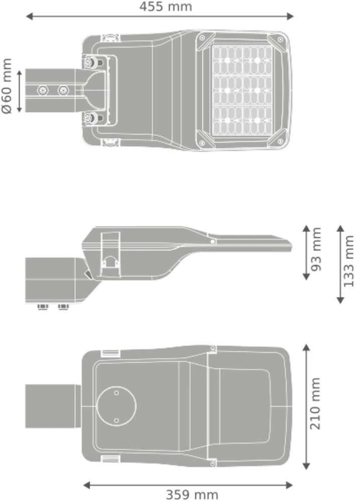 55W LED gatvės šviestuvas STREETLIGHT COMPACT, šviesaus aliuminio sp., 3000K, 59° x 143°