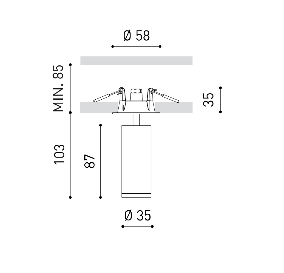 5,5W LED įleidžiamas šviestuvas FIT 35, juodas, 2700K, DALI