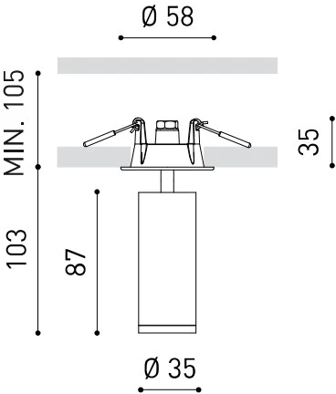 5,5W LED įleidžiamo montavimo šviestuvas FIT RECESSED, baltas, 2700K, 36°