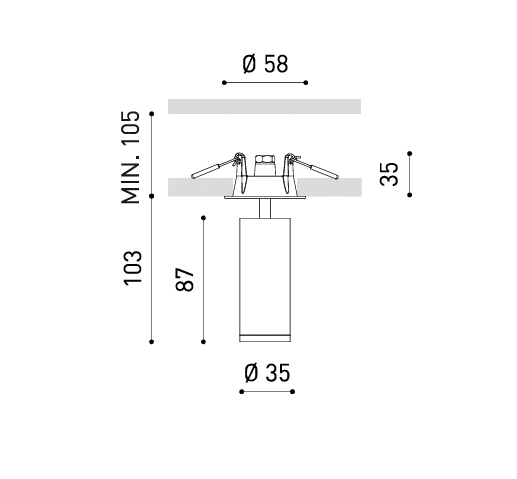 5,5W LED įleidžiamo montavimo šviestuvas FIT RECESSED, juodas, 2700K, 20°