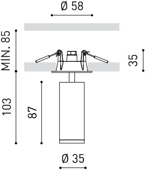 5,5W LED įleidžiamo montavimo šviestuvas FIT RECESSED MEDIUM, baltas, 2700K, 29°, DALI