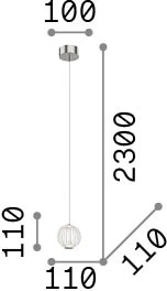 5,5W LED pakabinamas šviestuvas DIAMOND, chromo sp./skaidrus, 3000K, 343457