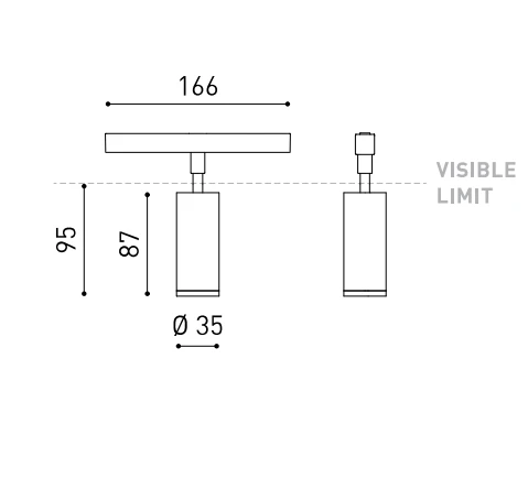 5.5W šviestuvas į magnetines sistemas FIT 35 48V, juodas, 3000K, DALI