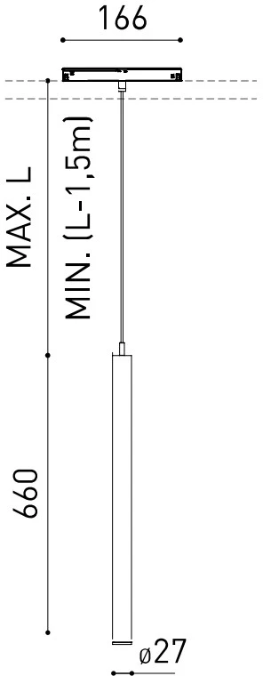 5,6W LED pakabinamas šviestuvas į magnetinį bėgelį STICK 66, juodas, 48V, 3000K
