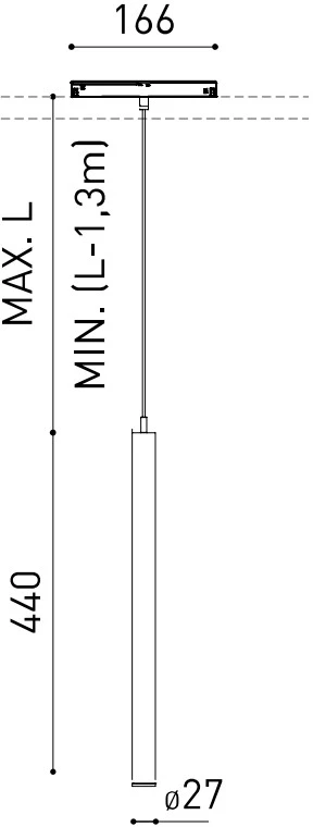 5,6W LED pakabinamas šviestuvas į magnetinį bėgelį STICK 44, baltas, 48V, 3000K