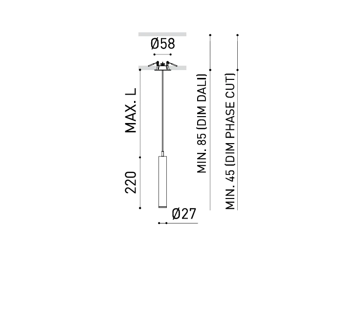 5,6W LED pakabinamas šviestuvas STICK 22, baltas, 3000K, dimeriuojamas, 31º