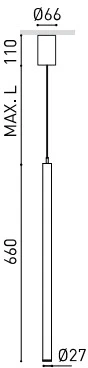 5,6W LED pakabinamas šviestuvas STICK BASE 66 MEDIUM, juodas, 3000K, DALI, 31º