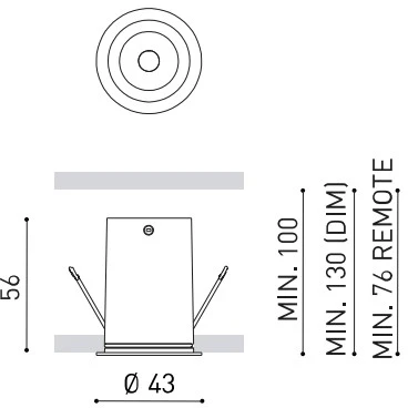 5,7W LED įleidžiamas šviestuvas LENS LIGHT, juodas, 2700K, dimeriuojamas