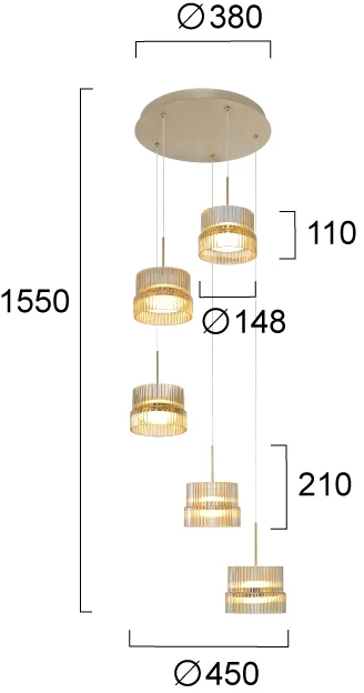 57W LED pakabinamas šviestuvas LUXE, žalvario/gintaro sp., 3000K, 4346500