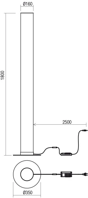 57W LED pastatomas šviestuvas PILON, baltas, 3000K, dimeriuojamas, 01-3012