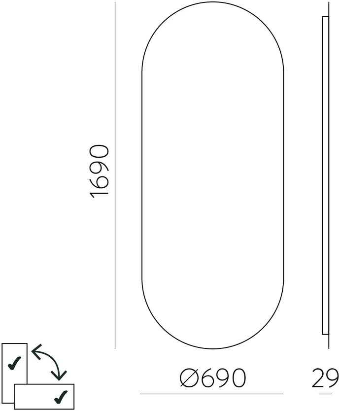 Sieninis šviestuvas 59W LED šviestuvas - veidrodis DANIELA, chromo sp., 3000K, IP44, A9755100