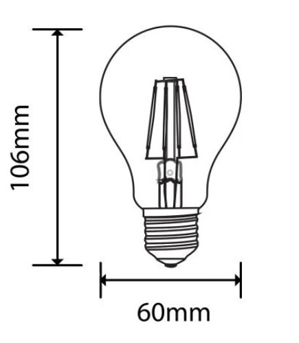 5W LED filamentinė lemputė E27, 2800K