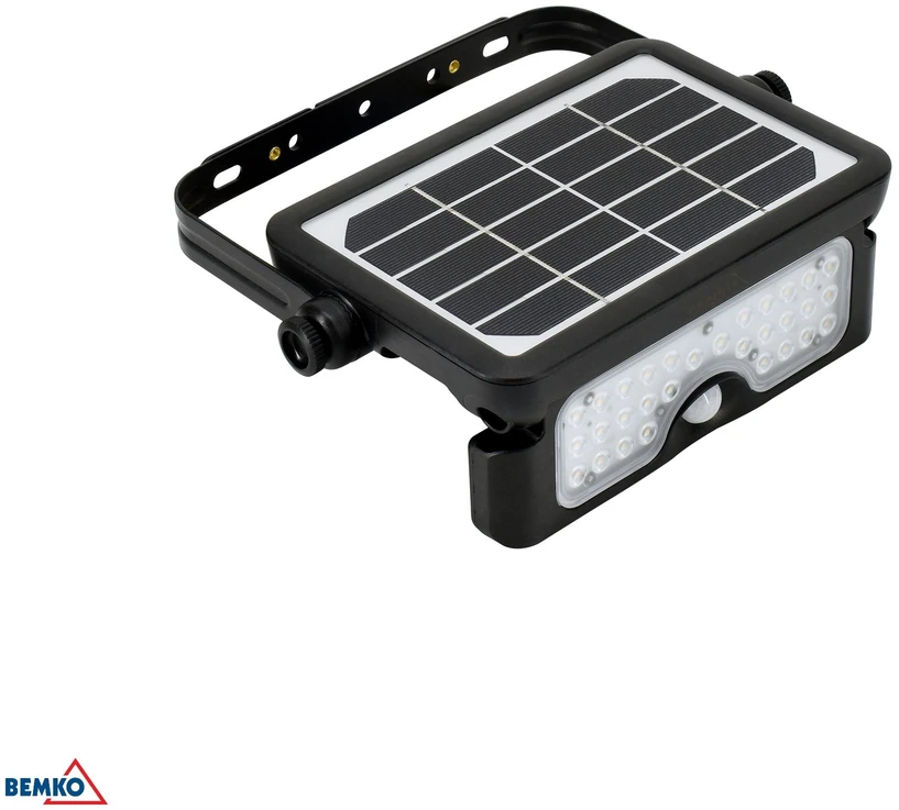 BEMKO SOLAR 5W 4000K 500LM IP65 PIR juodas LED prožektorius