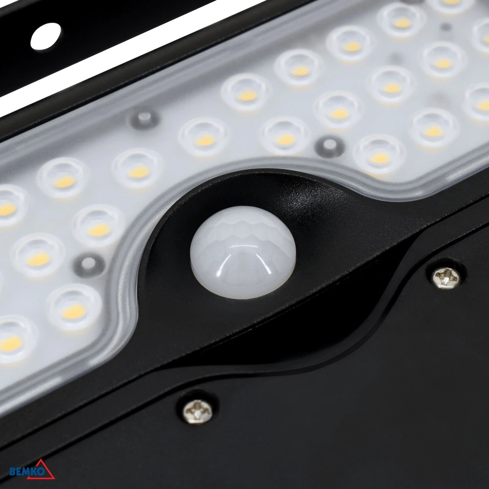 BEMKO SOLAR 5W 4000K 500LM IP65 PIR juodas LED prožektorius