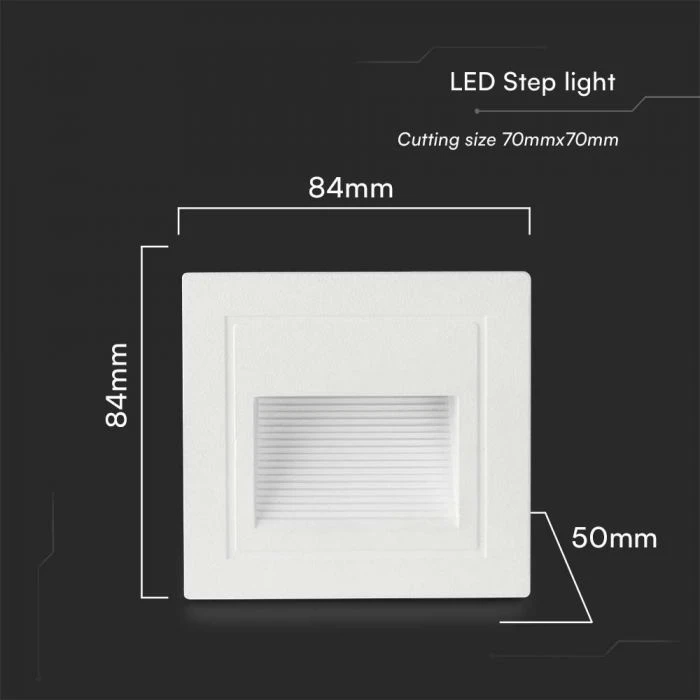 V-tac 5W LED įleidžiamas šviestuvas laiptams, baltas, 3000K, IP65