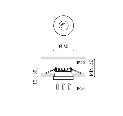 5W LED įleidžiamas šviestuvas PUCK, juodas, 3000K, IP54