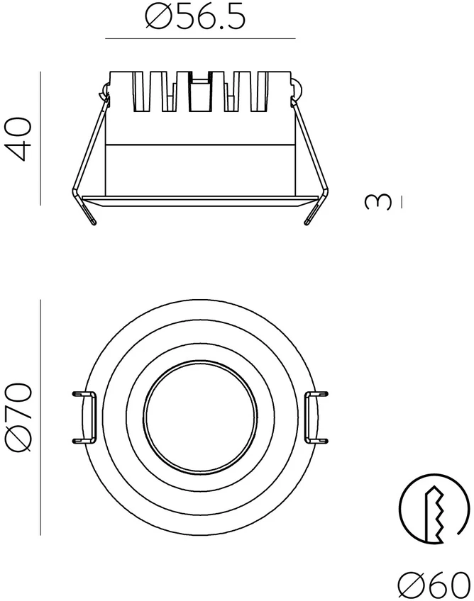 5W LED įleidžiamas šviestuvas SHORT, baltas, 3000/4000K, dimeriuojamas, IP40, E4018070BDP
