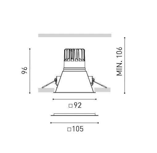 5W LED įleidžiamas šviestuvas SWAP, matinės juodos sp., 3000K, 44°