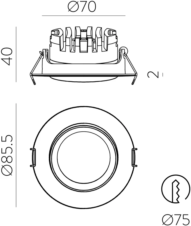 5W LED įleidžiamas šviestuvas TILT, baltas, 2700/3000K, dimeriuojamas, IP40, E4023170BDT