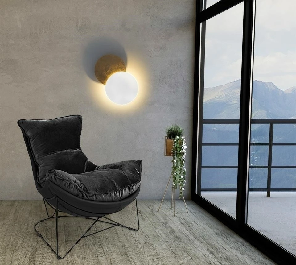 5W LED sieninis šviestuvas ECLISE, aukso/baltos sp., 3000K