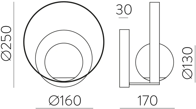 5W LED sieninis šviestuvas HALO, aukso/baltos sp., 2700/3000K, dimeriuojamas, A3815170ODP
