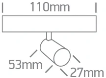 5W LED šviestuvas į magnetines sistemas FLAT, juodas, 3000/4000/5000K, 48V, 38°, 43116F/B/V