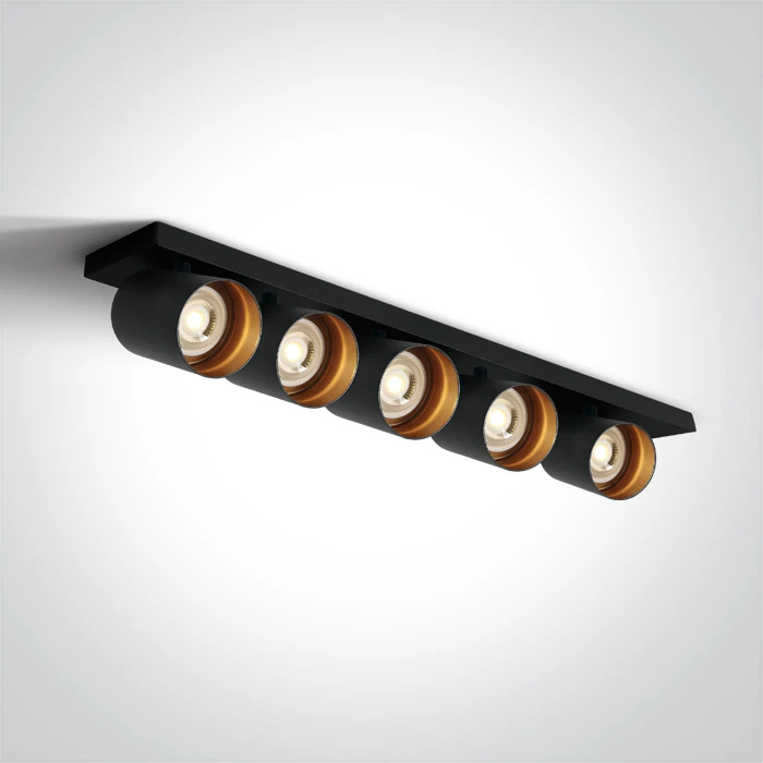 Lubinis šviestuvas 5x10W LED paviršinis akcentinis šviestuvas, juodas, GU10, 65505N/B