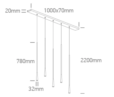 5x5W LED pakabinamas šviestuvas, juodas, 3000K, 63076E/B/W