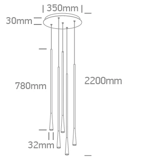 5x5W LED pakabinamas šviestuvas, juodas, 3000K, 63076C/B/W