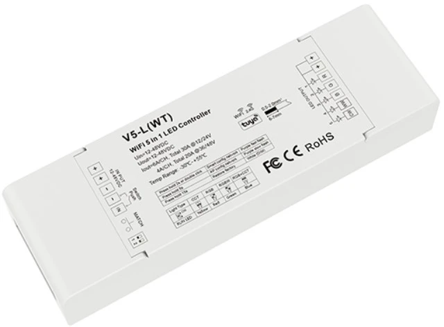 5x(72-192)W TUYA aplikacijos WiFi & RF LED valdiklis, 5 kanalų, veikia per WIFI ir TUYA