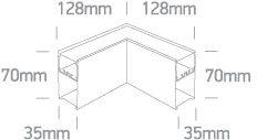 6-14W LED linijinės sistemos šviestuvas - kampinis sujungimas, juodas, 3000/4000/5000K, 050170D/B/V