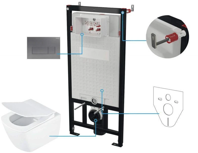 Potinkinis WC komplektas Deante Anemon 6in1, CDZT6ZPW, Baltas/Titanium