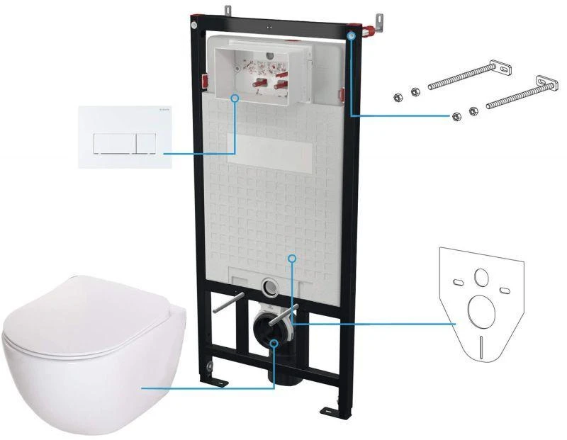 Potinkinis WC komplektas Deante Peonia 6in1, CDEA6ZPW, Baltas/Bianco