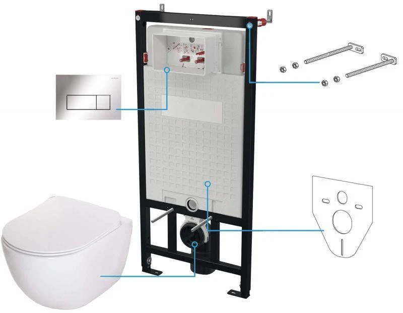 Potinkinis WC komplektas Deante Peonia 6in1, CDES6ZPW, Baltas/Chrome