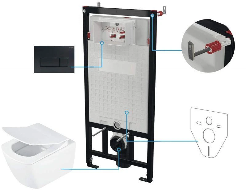 Potinkinis WC komplektas Deante Anemon 6in1, CDZA6ZPW, Baltas/Nero