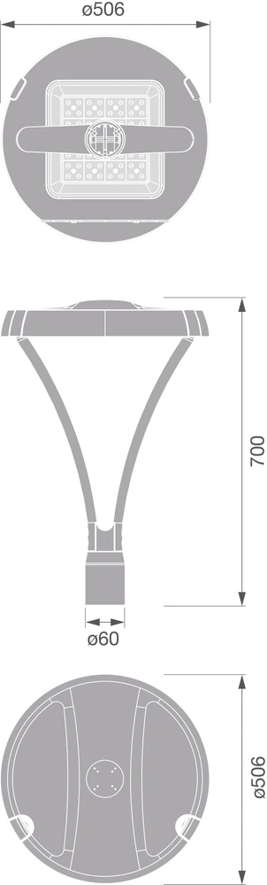 60W LED gatvės šviestuvas URBAN FLEX, pilkas, 2700K, 160° x 47°