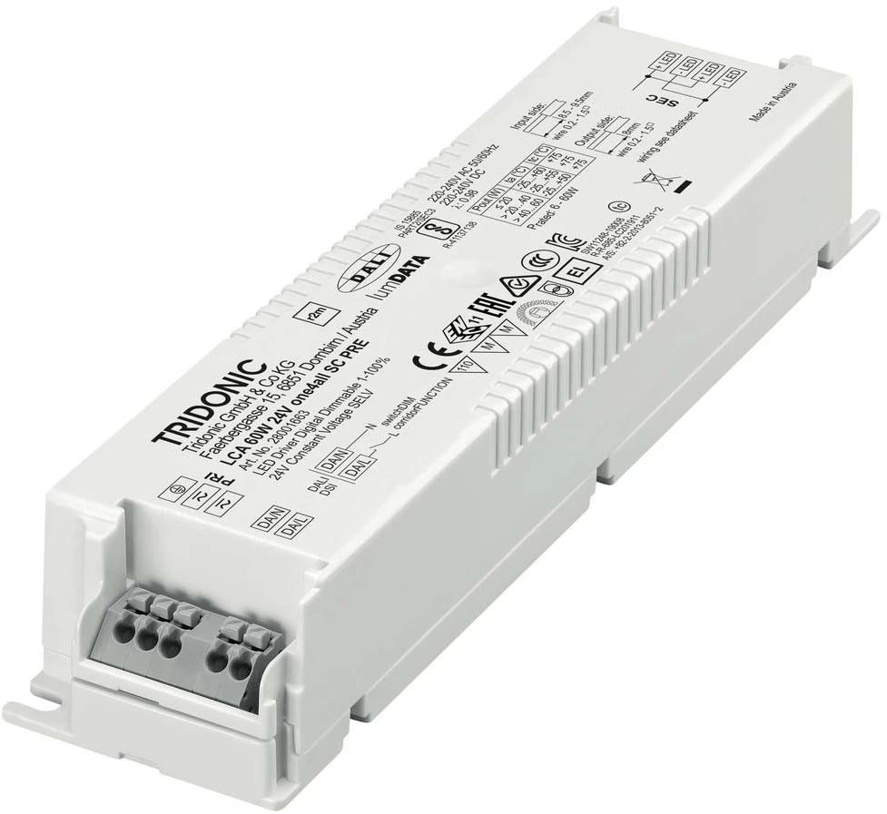 60W LED juostų maitinimo šaltinis LCA 24V, DALI
