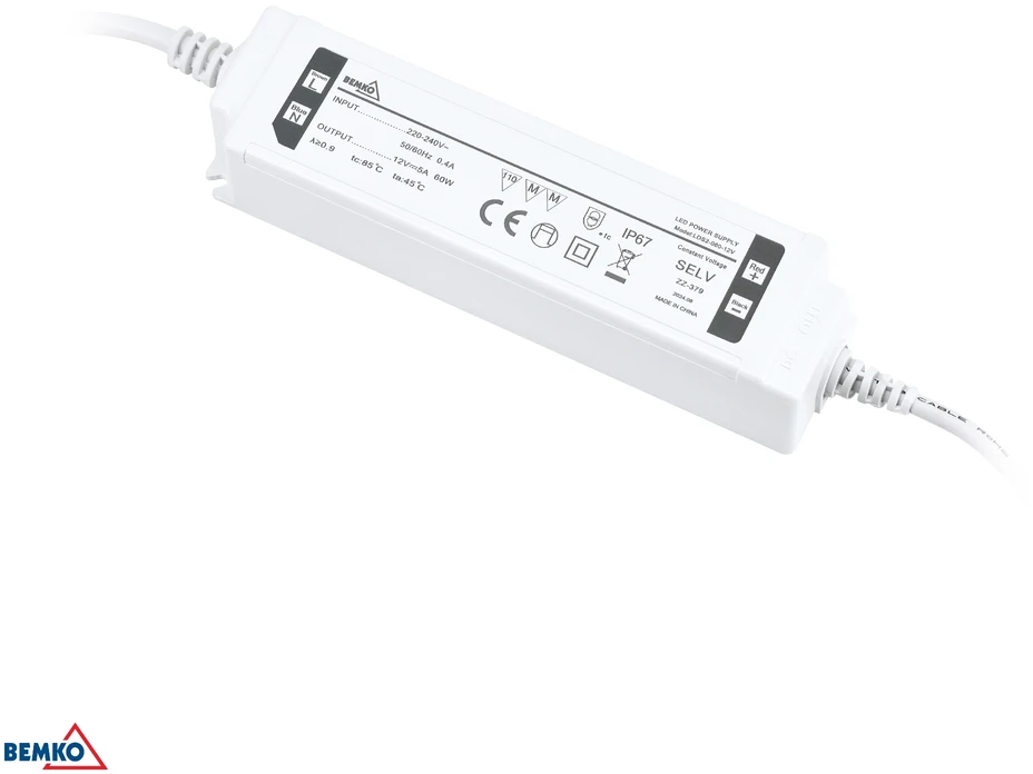 Bemko 60W LED maitinimo šaltinis, 12V, IP67