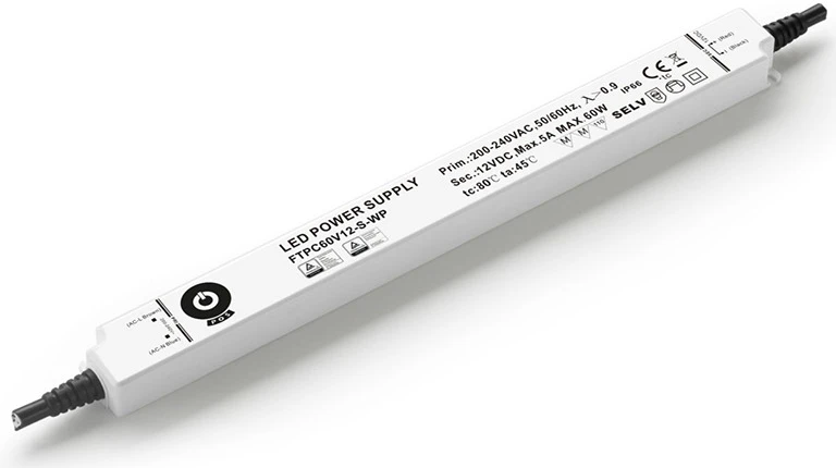 60W LED Maitinimo šaltinis POS SLIM WP 12V IP66