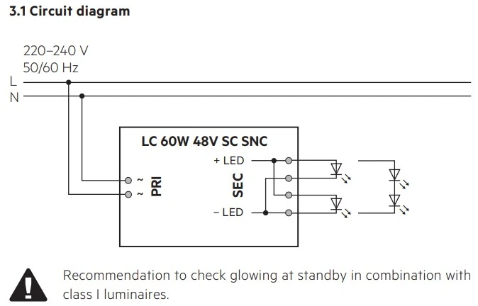 60W LED maitinimo šaltinis TRIDONIC, 48V, PWM