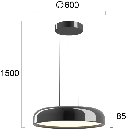 60W LED pakabinamas šviestuvas ALENSA, blizgios juodos sp., 3000K, 4348900