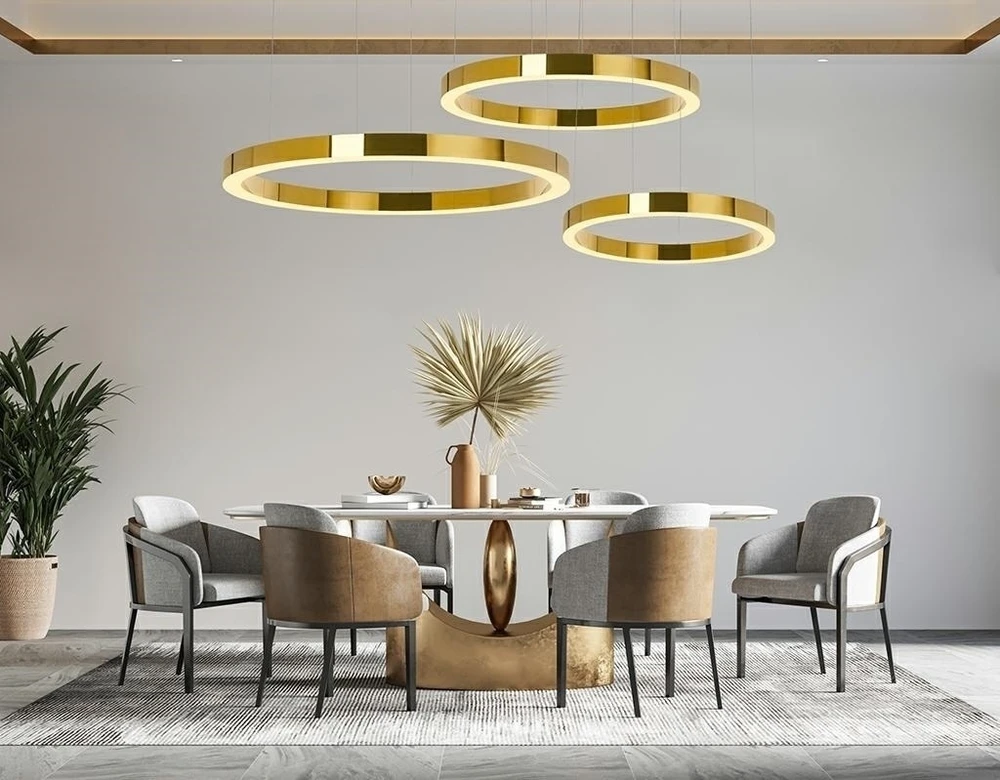 60W LED pakabinamas šviestuvas RING LUXURY 90, aukso sp., 3000K