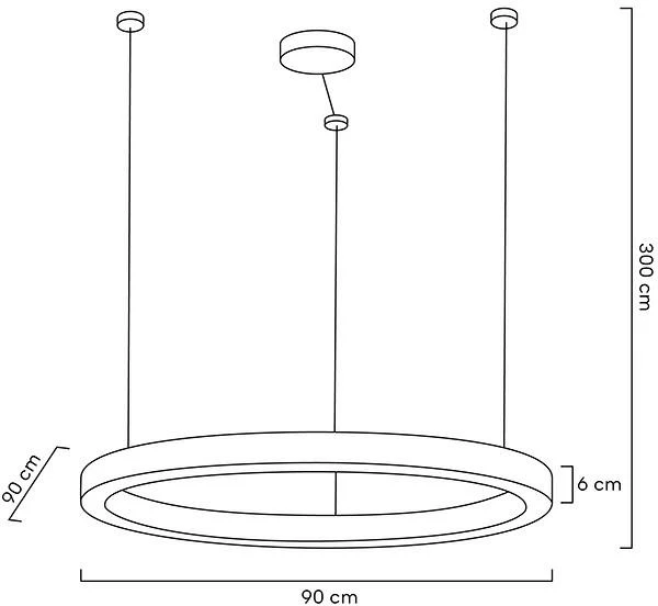 60W LED pakabinamas šviestuvas RING LUXURY 90, aukso sp., 3000K