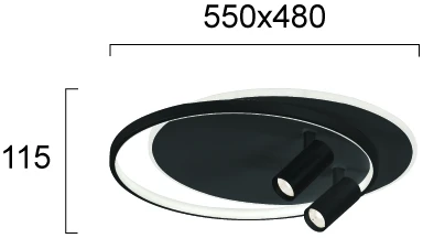 Lubinis šviestuvas 61W LED paviršinis šviestuvas SMART, juodas, 3000K, 4265500