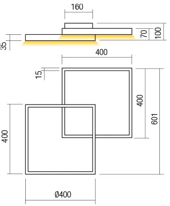 Lubinis šviestuvas 62W LED paviršinis šviestuvas FEBE, baltas, 3000K, dimeriuojamas, 01-2857