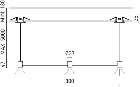 6,3W LED pakabinamas šviestuvas ART MODULAR 3, juodas, 3000K, 80cm