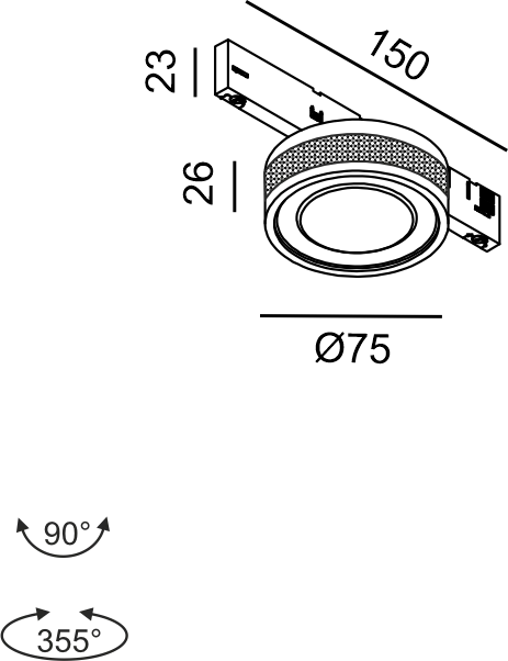 6,3W LED šviestuvas SOL MINI į magnetinę sistemą MICRO_LINE, vario/juodos sp., 3000K, DALI