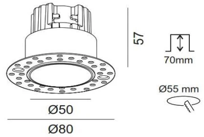 6,3W LED užglaistomas šviestuvas INVISIBLE MINI R, juodas, 3000K, IP44